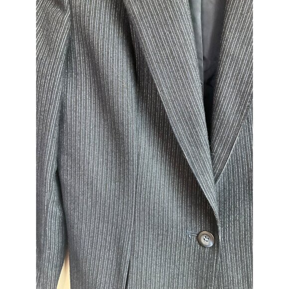 Vintage Sz Medium Sasson Pinstripe Blazer Navy Single Button Wool Bl Minimalist - Picture 2 of 12